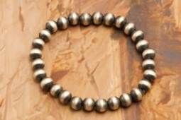 Navajo Pearl Sterling Silver Navajo Stretch Bracelet